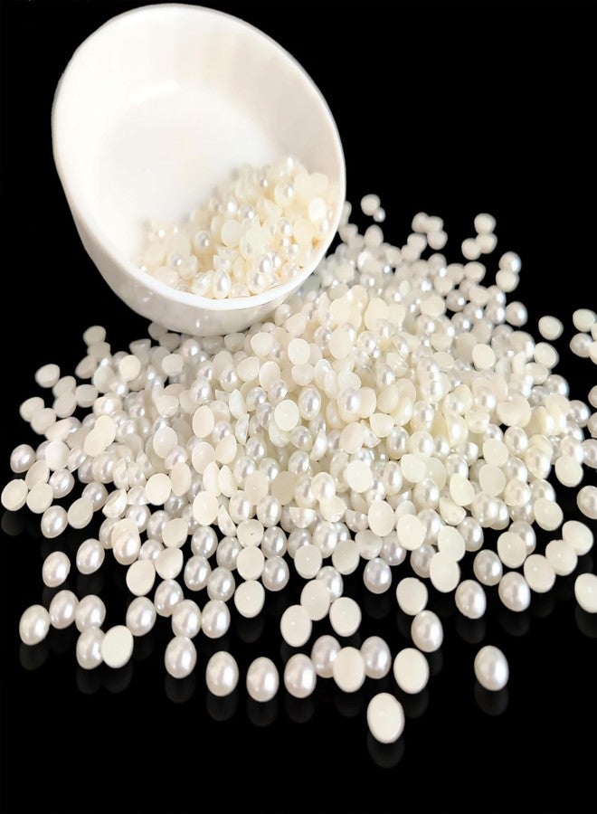 INDIKONB Half Cut Pearls for Craft | Off White Cream Colour Flat Back Beads for Jewelry Making and Crafts (Off White-3mm) - Image 1